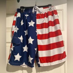 Kanu surf swim trunks XL patriotic red white blue